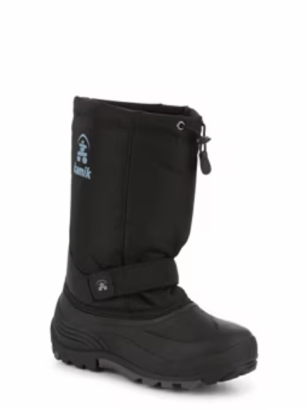 Kamik Black Kids Winter Boot with Adjustable Strap and Drawcord